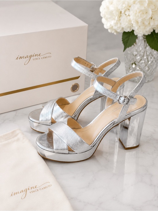 Vince Camuto Shoes - NWT Imagine by Vince Camuto Valora Silver Metallic Platform Block Heel Sandals